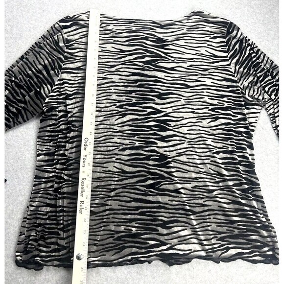 Vintage Notches Top Womens 2X Grey Velvet Zebra Bell Sleeve Whimsigoth Office - Picture 9 of 16